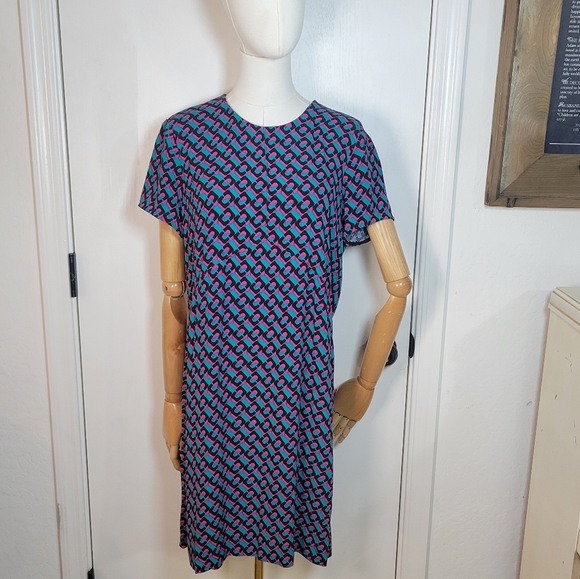 Diane Von Furstenberg Carlotta T-Shirt Dress Soft Abstract Print Midi Size M - Picture 1 of 12